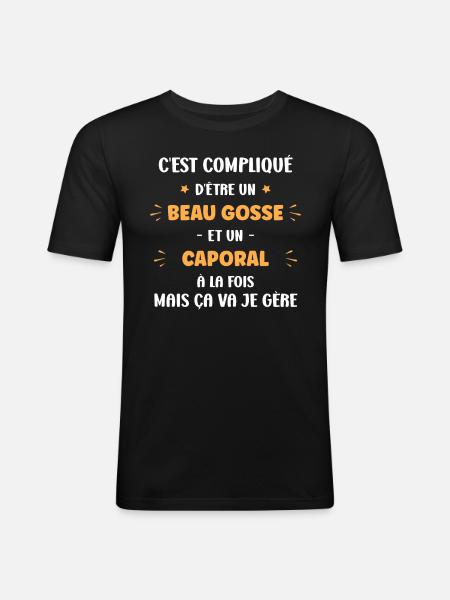Beau gosse caporal - T-shirt près du corps Homme - noir