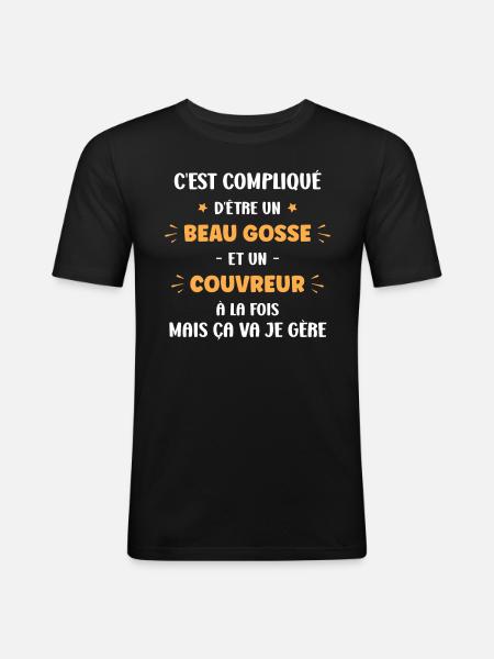 Beau gosse Couvreur - T-shirt près du corps Homme - noir