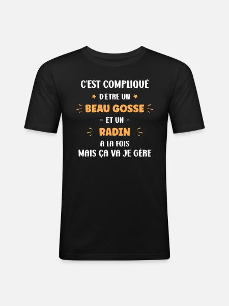 Radin - T-shirt près du corps Homme - noir