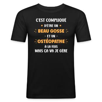 ostéopathe - T-shirt près du corps Homme - noir - Devant - Nik (191cm)