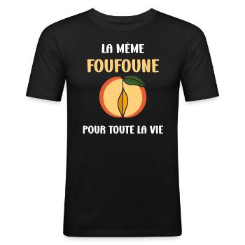 EVG La meme foufoune pour toute la vie - T-shirt près du corps Homme - noir - Devant - Nik (191cm)