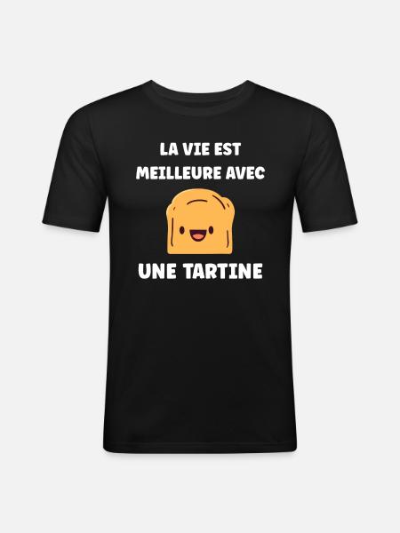 Tartine - T-shirt près du corps Homme - noir