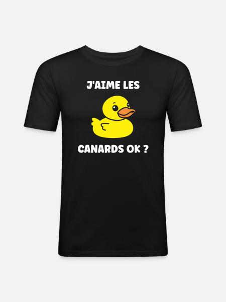 J'aime les canards - T-shirt près du corps Homme - noir