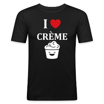 Humour crème fraiche - T-shirt près du corps Homme - noir - Devant - Nik (191cm)
