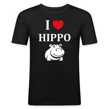amour petit hippopotame - T-shirt près du corps Homme - noir - Devant - Nik (191cm)