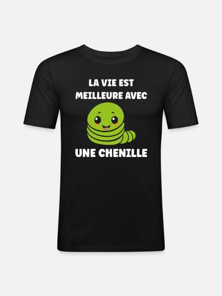 Chenilles insecte Amour petite chenille - T-shirt près du corps Homme - noir