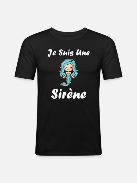 Enfant citation sirène - T-shirt près du corps Homme - noir