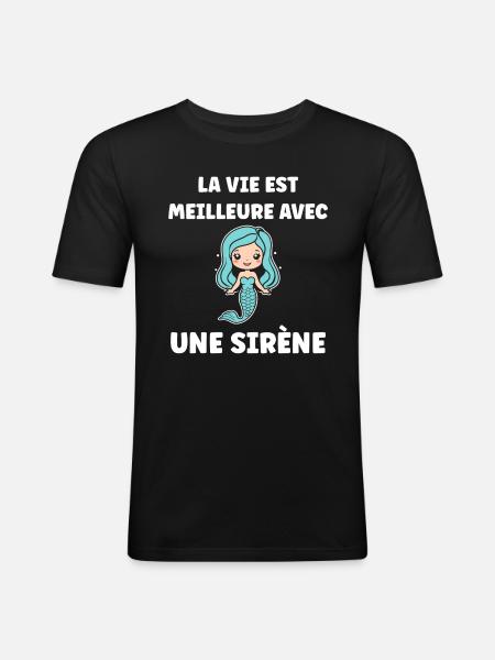 Humour petite sirène - T-shirt près du corps Homme - noir