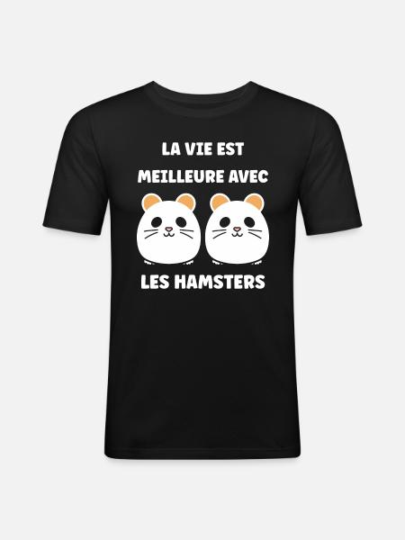 Mignon Humour petit hamster - T-shirt près du corps Homme - noir