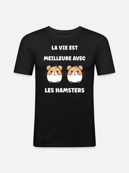 Mignon Humour petit hamster - T-shirt près du corps Homme - noir