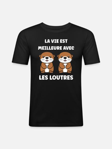 Humour petite loutre - T-shirt près du corps Homme - noir