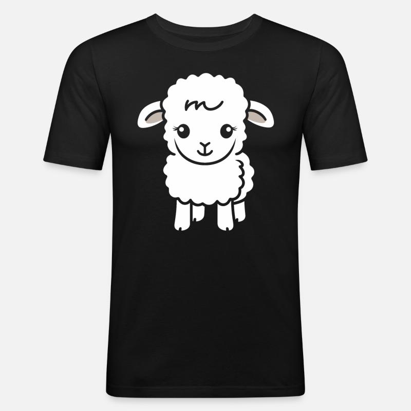 Baby Schaf Kleines Mutterschaf - Männer Slim Fit T-Shirt - Schwarz