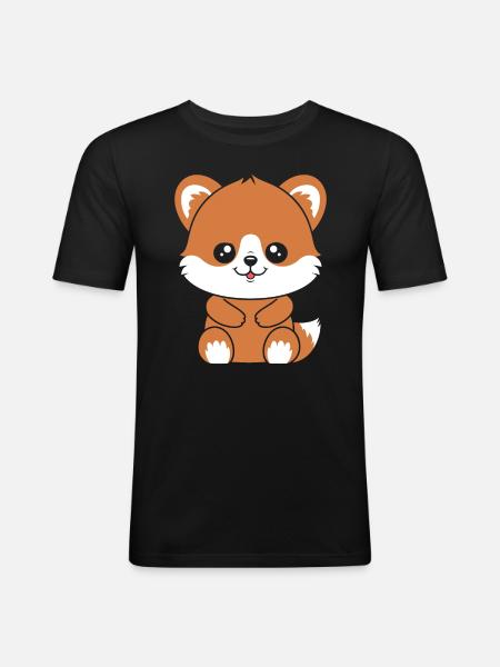Fox Love Little Red Panda - Men's Slim Fit T-Shirt - black