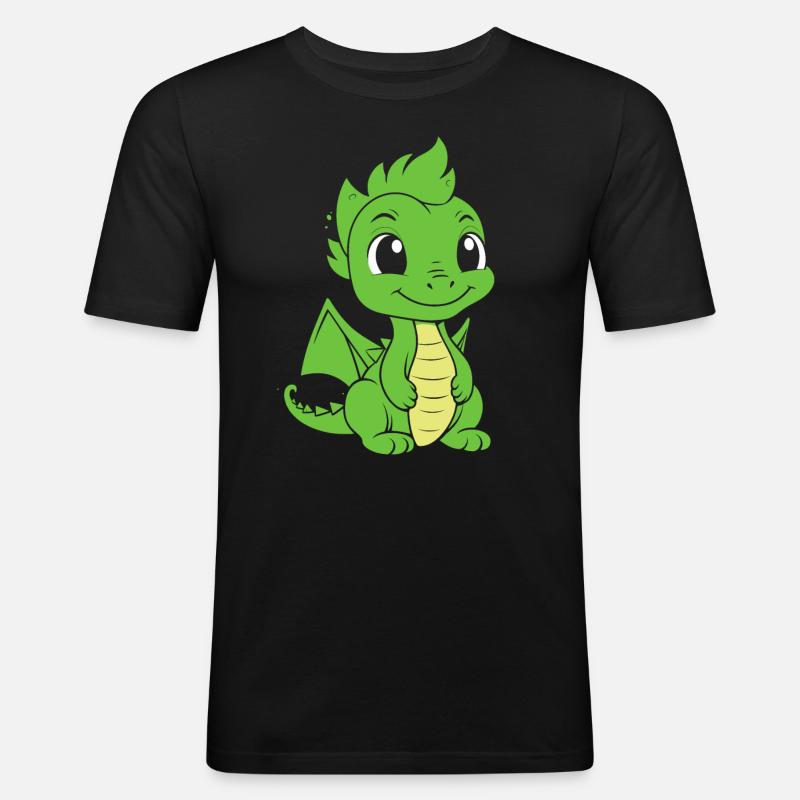 Baby-Drache - Männer Slim Fit T-Shirt - Schwarz