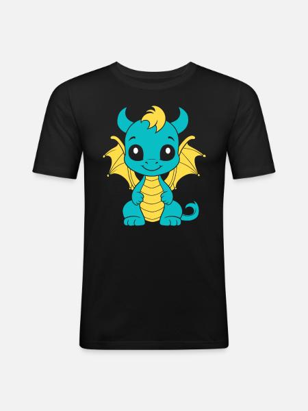 Bébé dragon - T-shirt près du corps Homme - noir