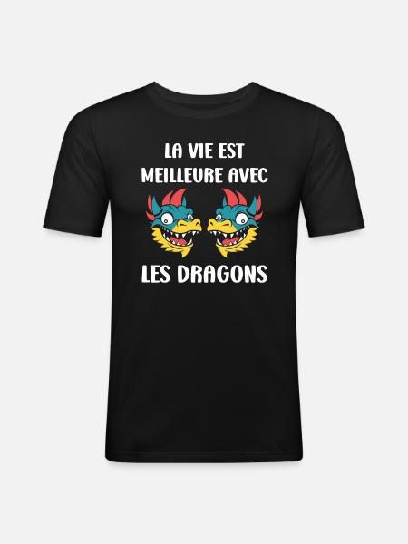 Bébé dragon - T-shirt près du corps Homme - noir