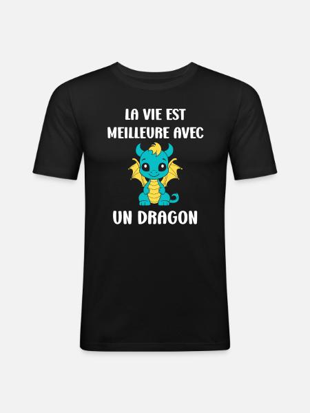 Bébé dragon - T-shirt près du corps Homme - noir