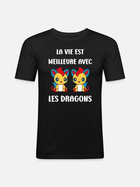 Bébé dragon - T-shirt près du corps Homme - noir