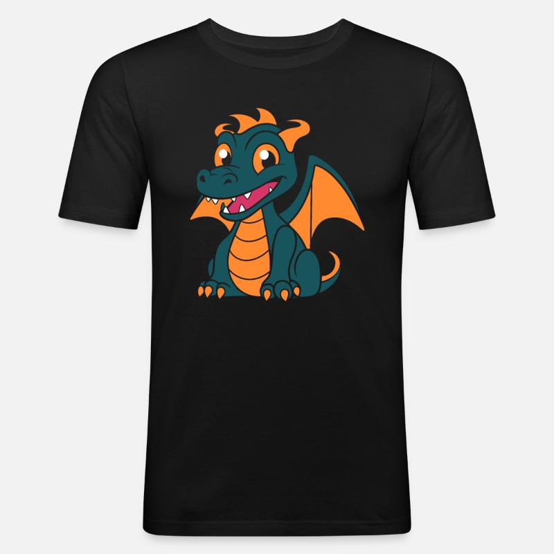 Baby-Drache - Männer Slim Fit T-Shirt - Schwarz