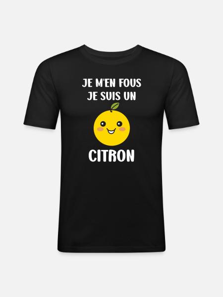 Humour petit citron - T-shirt près du corps Homme - noir
