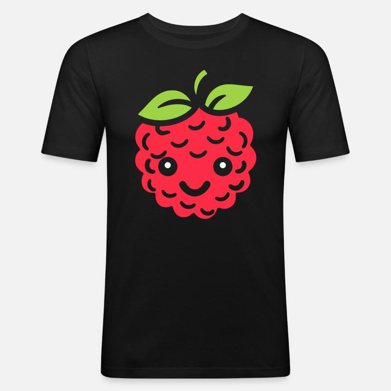 Himbeere - Männer Slim Fit T-Shirt - Schwarz