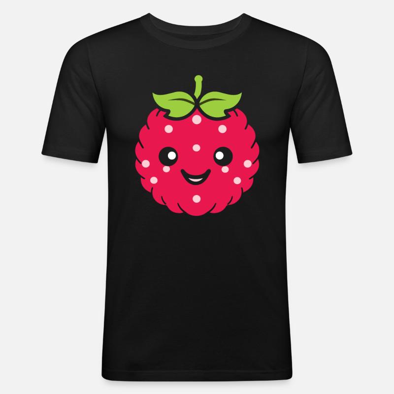 Himbeere - Männer Slim Fit T-Shirt - Schwarz