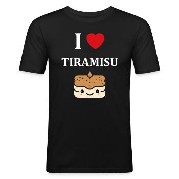 Humour tiramisu - T-shirt près du corps Homme - noir - Devant - Nik (191cm)