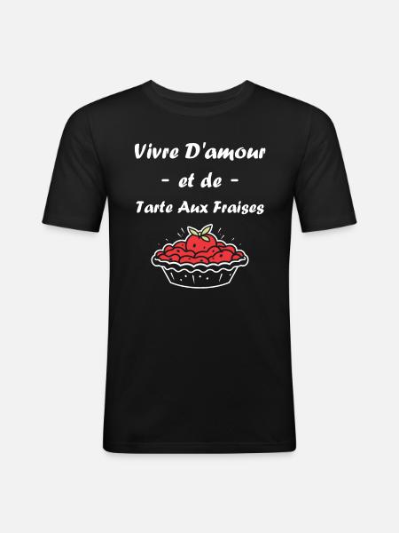 Tarte aux fraises - T-shirt près du corps Homme - noir