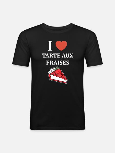 Tarte aux fraises - T-shirt près du corps Homme - noir