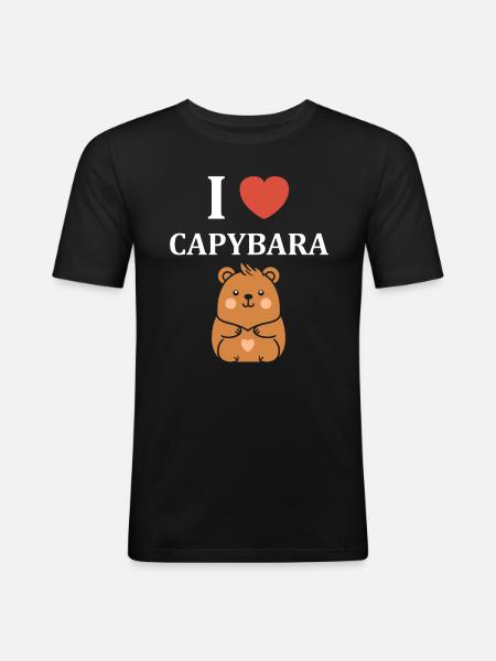 Humour Capybara - T-shirt près du corps Homme - noir