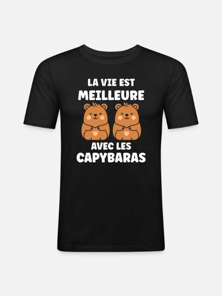 Humour Capybara - T-shirt près du corps Homme - noir