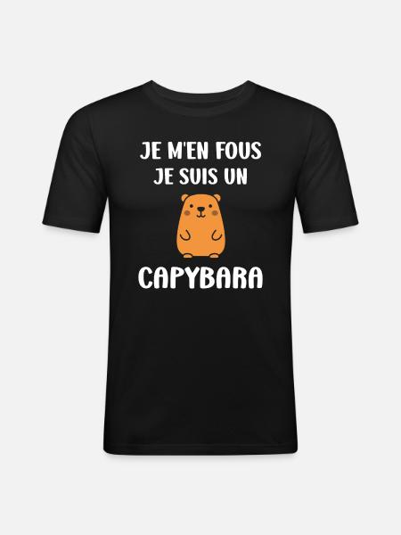 Humour Capybara - T-shirt près du corps Homme - noir