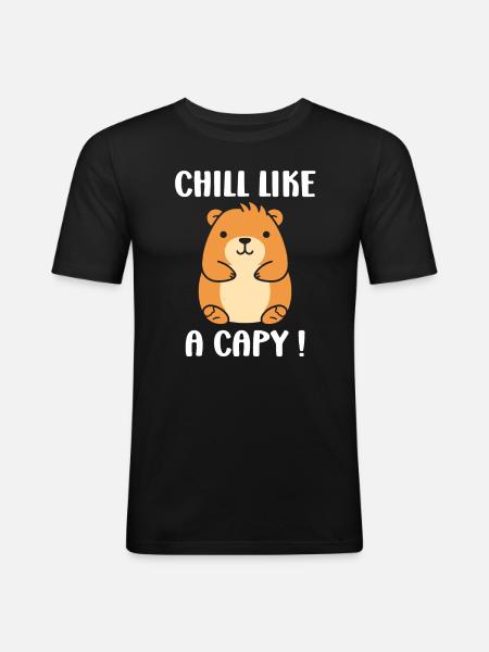 Humour Capybara - T-shirt près du corps Homme - noir