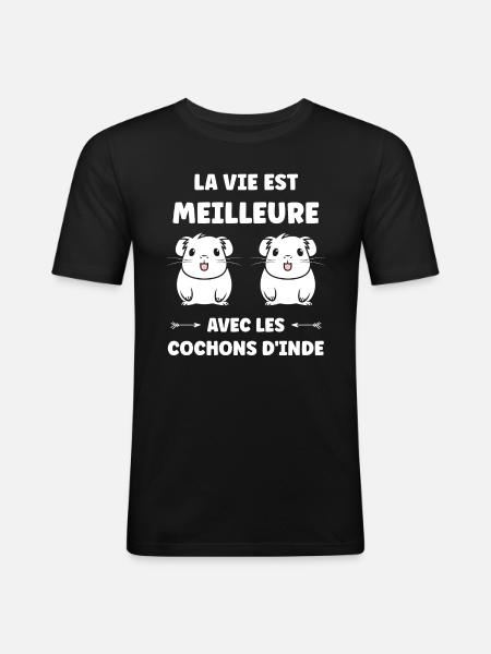 Humour cochon d'ine - T-shirt près du corps Homme - noir