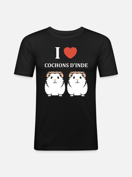 Humour cochon d'ine - T-shirt près du corps Homme - noir