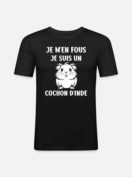 Humour cochon d'ine - T-shirt près du corps Homme - noir