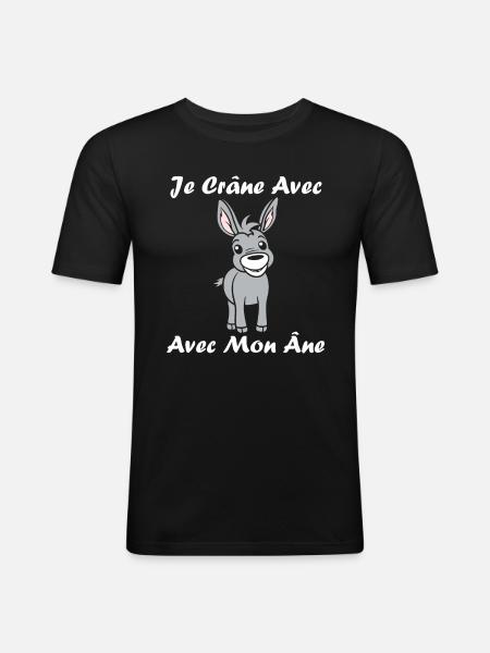 Humour petit âne - T-shirt près du corps Homme - noir