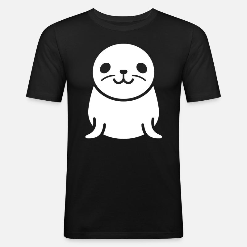 Seelöwe - Männer Slim Fit T-Shirt - Schwarz