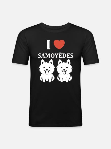 Humour Chien Samoyède - T-shirt près du corps Homme - noir