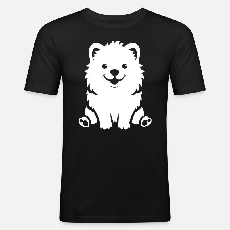 Samojede - Männer Slim Fit T-Shirt - Schwarz