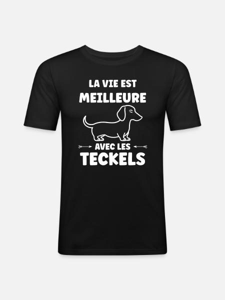 Humour chien teckel - T-shirt près du corps Homme - noir