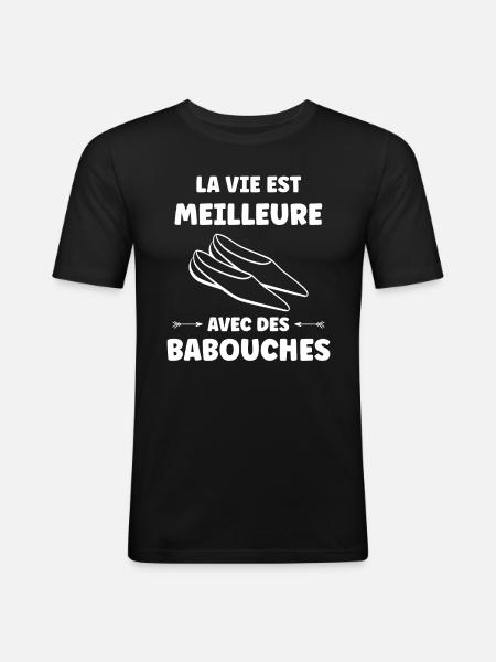 Slippers Humor - Men's Slim Fit T-Shirt - black