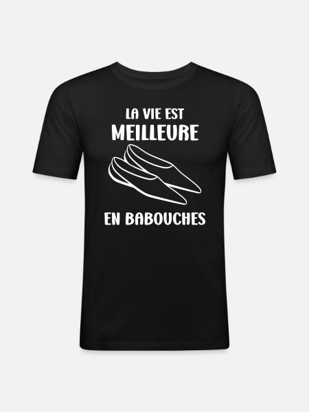Slippers Humor - Men's Slim Fit T-Shirt - black