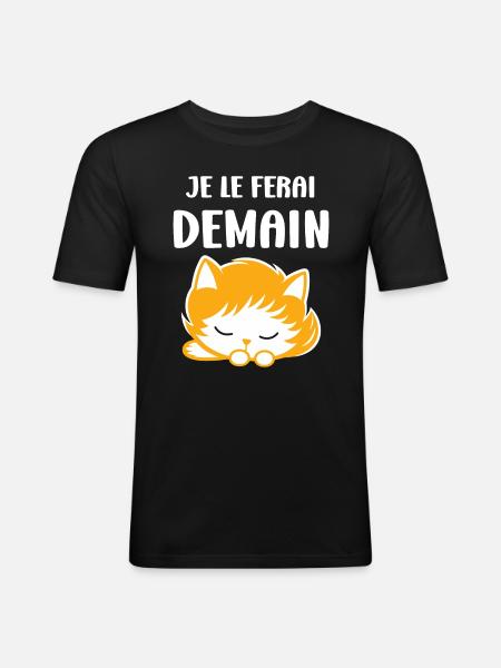 Je le ferai demain - T-shirt près du corps Homme - noir