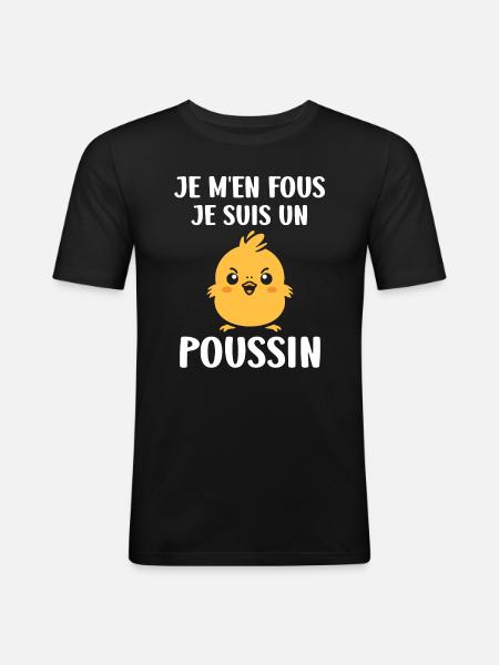 Humour petit poussin - T-shirt près du corps Homme - noir