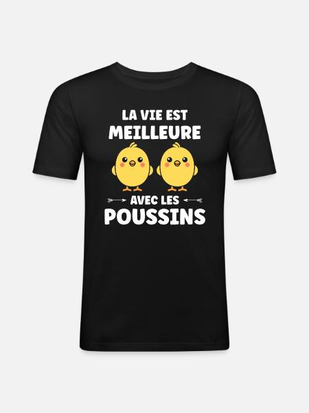 Humour bébé poussin - T-shirt près du corps Homme - noir