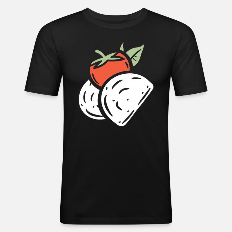 Mozzarella - Männer Slim Fit T-Shirt - Schwarz