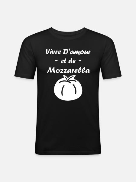Humour mozzarella - T-shirt près du corps Homme - noir