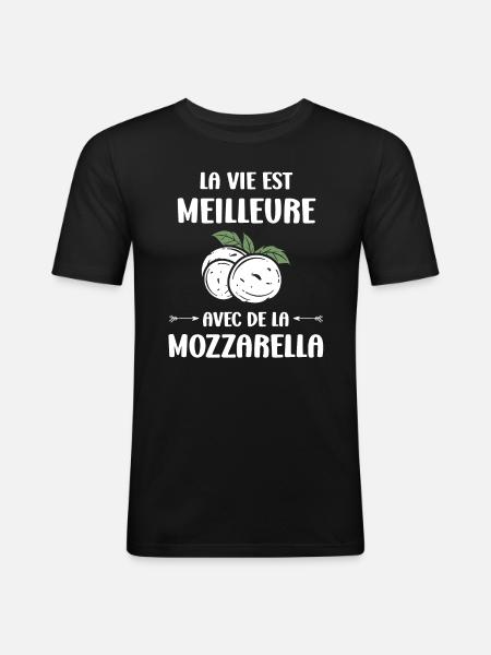 Humour mozzarella - T-shirt près du corps Homme - noir