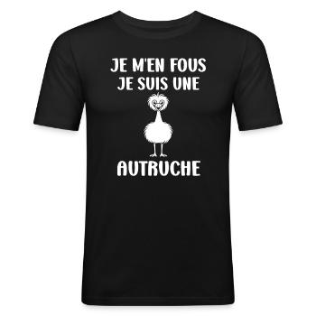 Humour autruche - T-shirt près du corps Homme - noir - Devant - Nik (191cm)